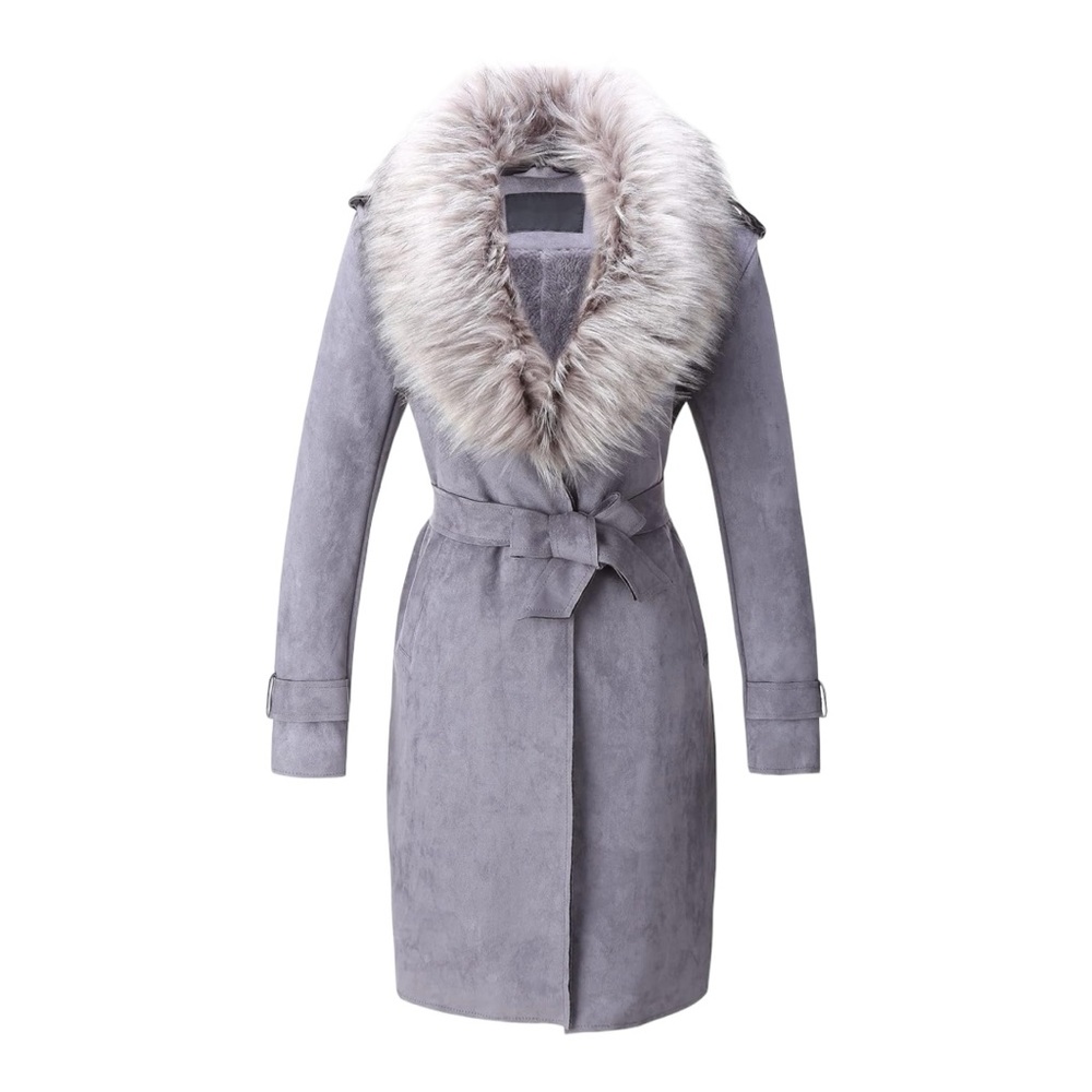 Gray faux suede jacket